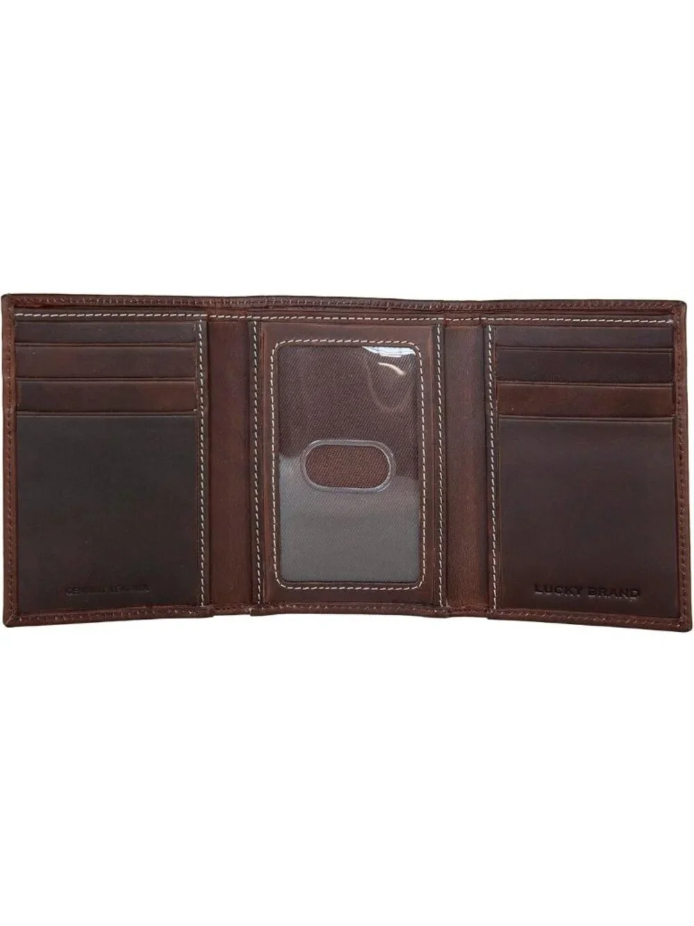 Floral Embossed Leather Trifold Wallet for Men, RFID Blocking, Brown Design